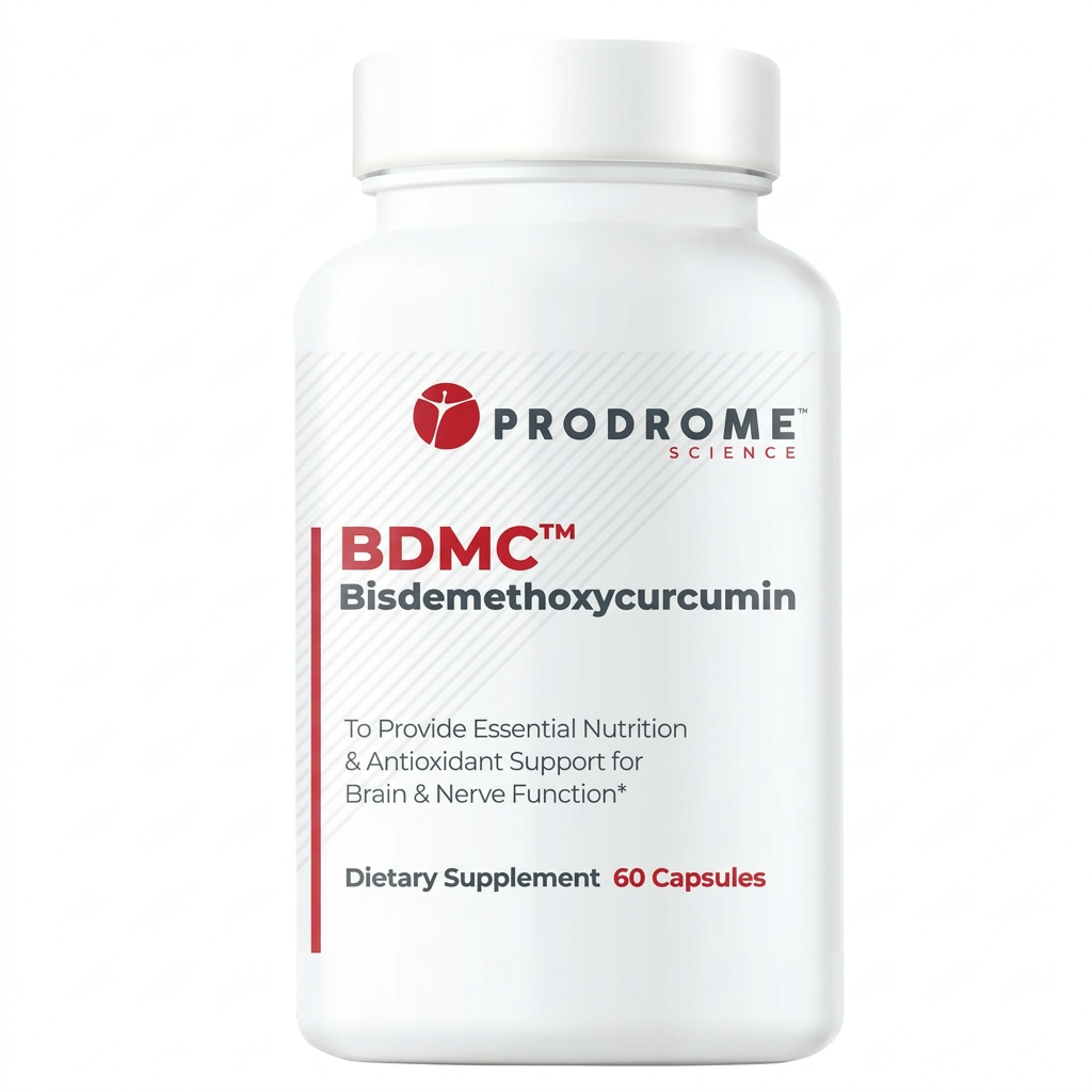 BDMC curcumin bottle centered on a white background