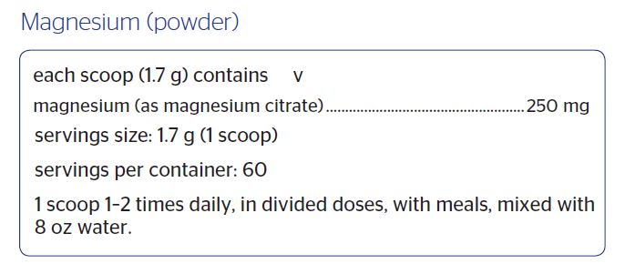 Magnesium citrate powder
